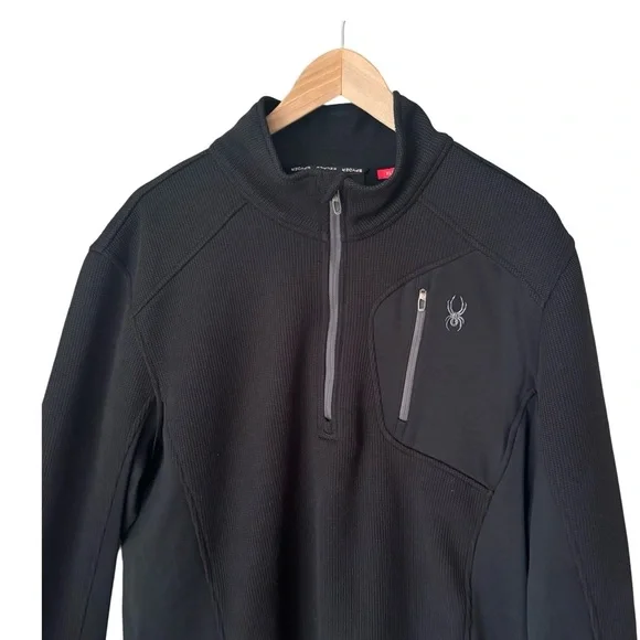 SPYDER Bandit Half Zip Fleece Sweater Jacket Black Pullover Outdoor Activewear - Picture 8 of 13